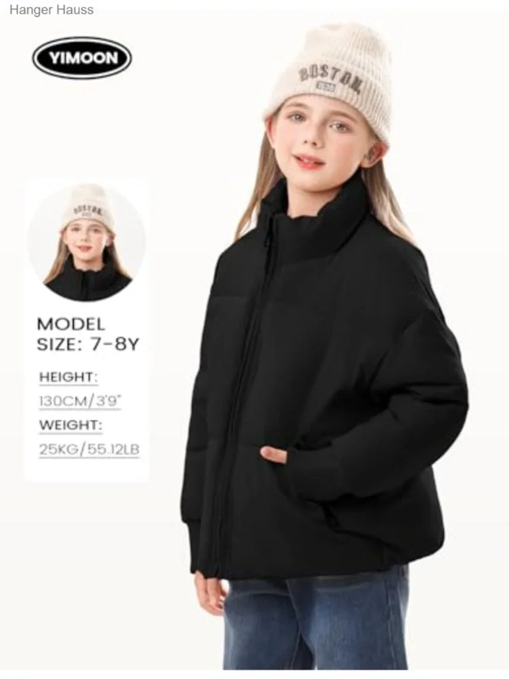 Girls Quilted Puffer Jacket Winter Coat Zip Up Insulated Long Sleeve